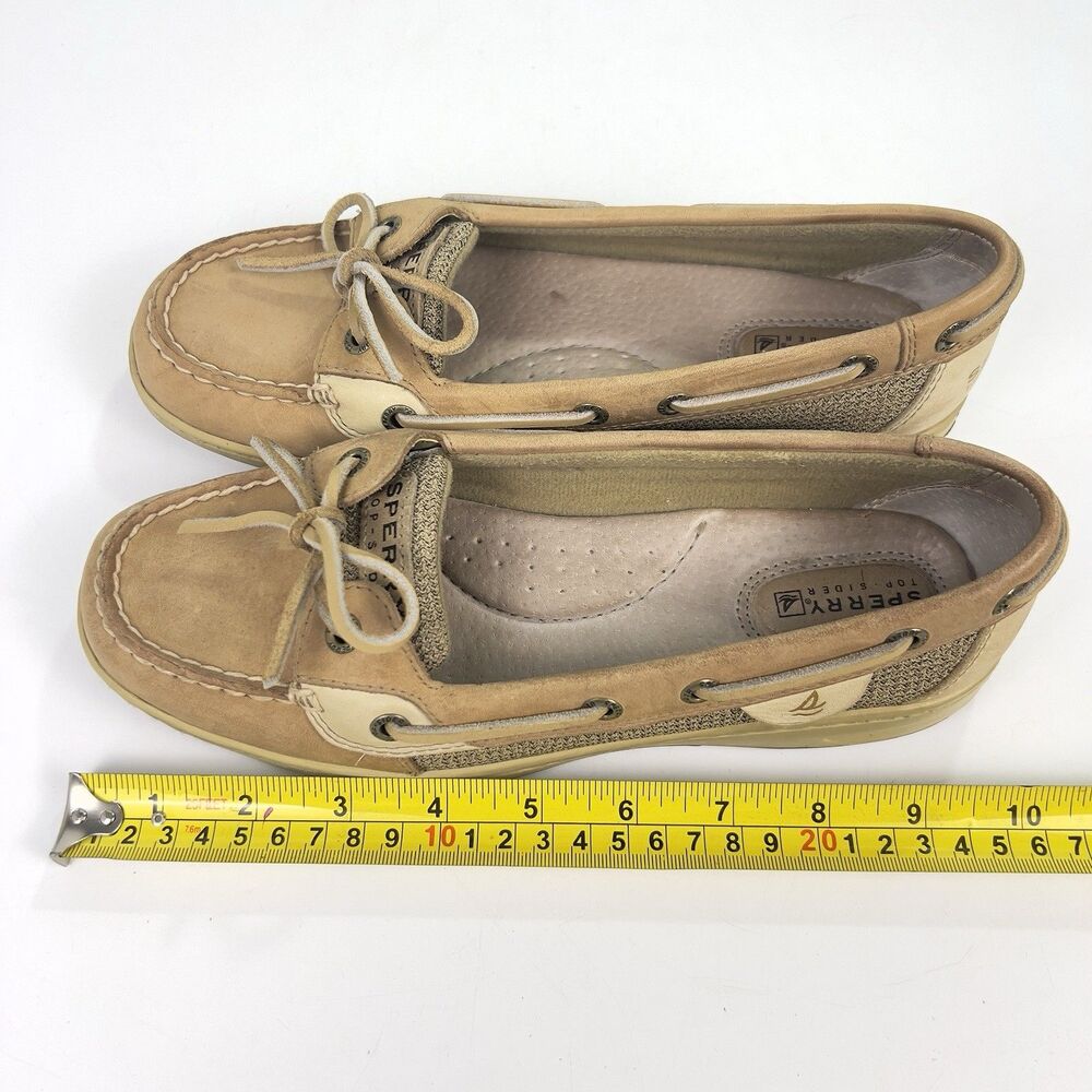 SPERRY TOP-SIDER Women’s 7.5M‎ Angelfish Tan Linen Leather Boat Shoes Coastal - Picture 11 of 12